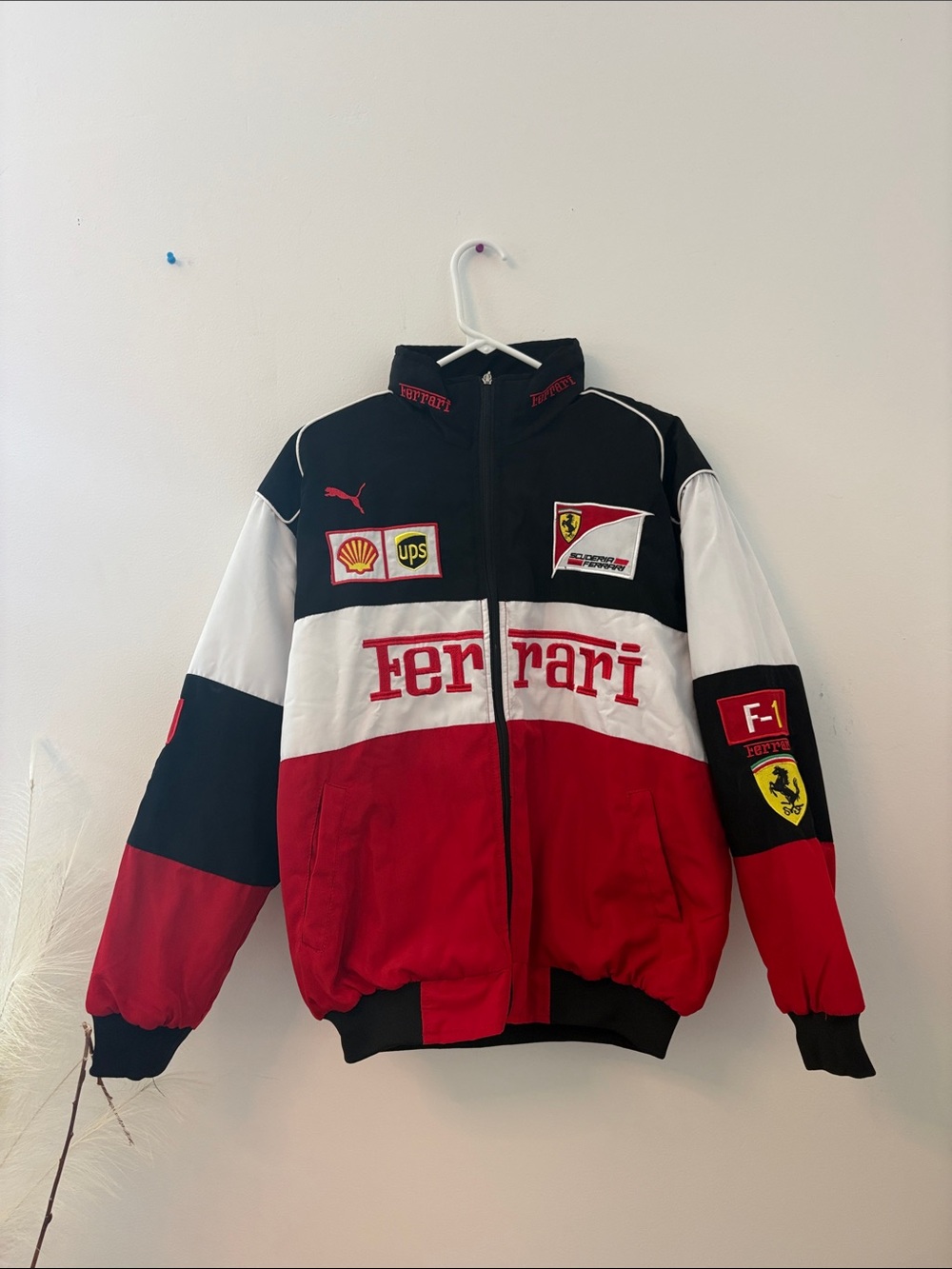 Ferrari Red, Black & White Racing Jacket with Patches